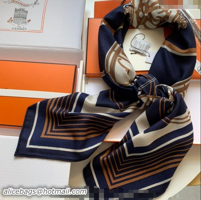 Top Grade Hermes Cashmere & Silk Sqaure Shawl Scarf 140cm 0130 Navy Blue 2024