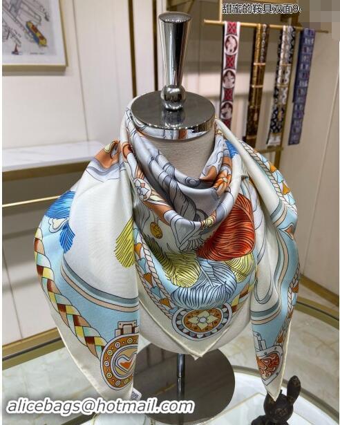 Buy Inexpensive Hermes Harnais de Coeur Silk Sqaure Scarf 90x90cm H2100 Light Beige 2024