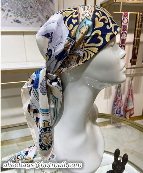 Affordable Price Hermes Harnais de Coeur Silk Sqaure Scarf 90x90cm H2100 Blue 2024