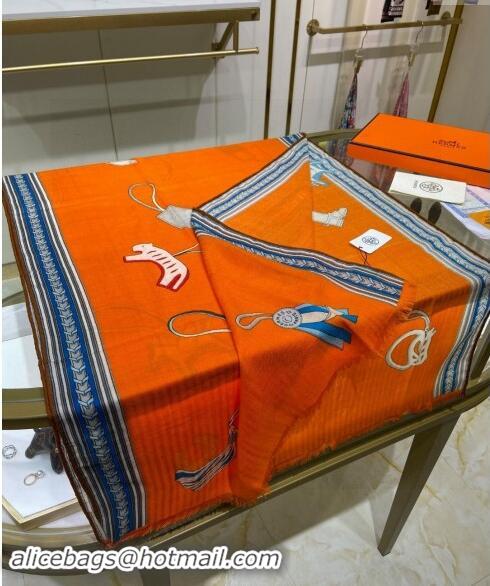 Most Popular Hermes Et Gris Gris Rectangle Cashmere Long Scarf 65x185cm H2100 Orange 2024