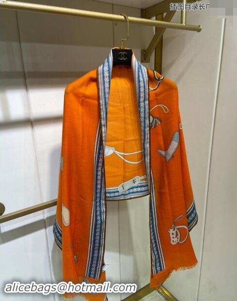 Most Popular Hermes Et Gris Gris Rectangle Cashmere Long Scarf 65x185cm H2100 Orange 2024