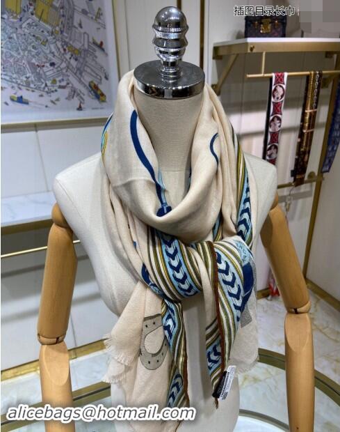 Best Price Hermes Et Gris Gris Rectangle Cashmere Long Scarf 65x185cm H2100 Light Beige 2024