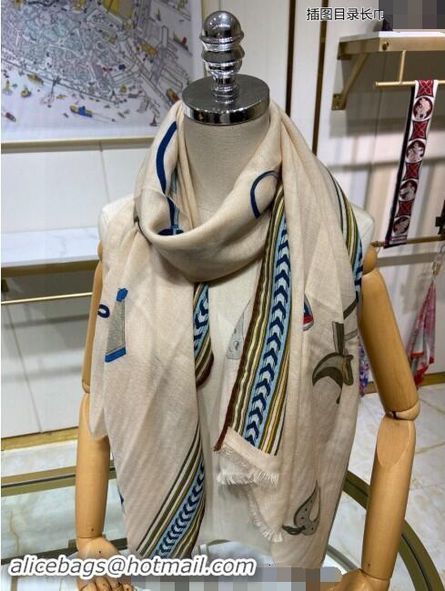 Best Price Hermes Et Gris Gris Rectangle Cashmere Long Scarf 65x185cm H2100 Light Beige 2024