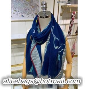 New Fashion Hermes Et Gris Gris Rectangle Cashmere Long Scarf 65x185cm H2100 Navy Blue 2024