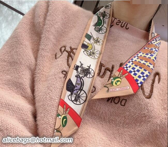 Top Quality Hermes Silk Twilly Bandeau Scarf 6x90cm 0304 Nude 2024