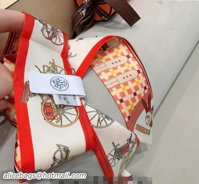 Most Popular Hermes Silk Twilly Bandeau Scarf 6x90cm 0304 White 2024