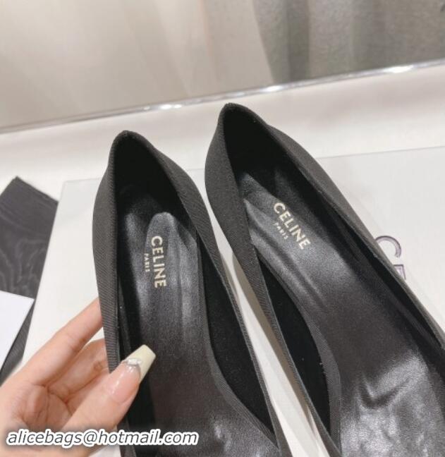 Best Price Celine Alma Triomphe Pumps 5cm Heel in Black Satin 100103