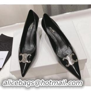 Grade Quality Celine Alma Triomphe Pumps 5cm Heel in Glossy Calfskin Black 100104