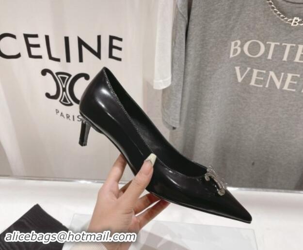 Grade Quality Celine Alma Triomphe Pumps 5cm Heel in Glossy Calfskin Black 100104