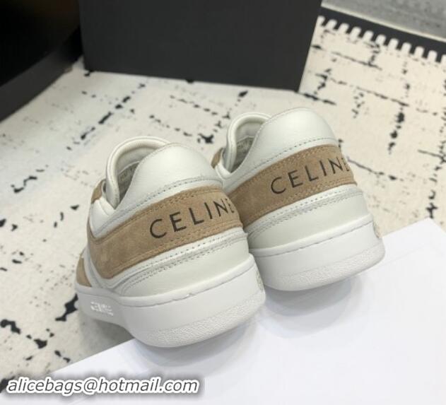 Best Product Celine Trainer Low Lace-up Sneakers in Calfskin and Suede Brown/White 1011124