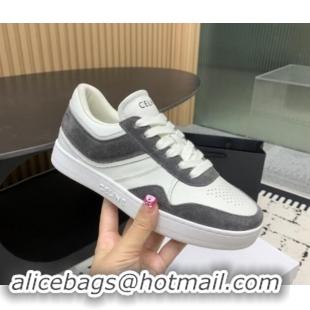 Good Looking Celine Trainer Low Lace-up Sneakers in Calfskin and Suede Grey/White 1011125