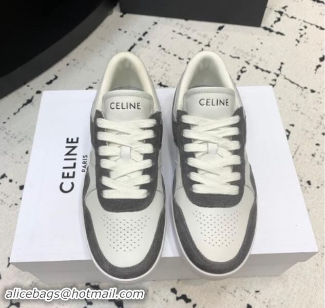 Good Looking Celine Trainer Low Lace-up Sneakers in Calfskin and Suede Grey/White 1011125