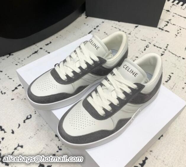 Good Looking Celine Trainer Low Lace-up Sneakers in Calfskin and Suede Grey/White 1011125