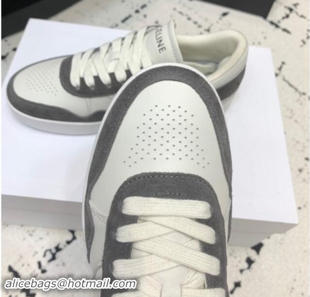 Good Looking Celine Trainer Low Lace-up Sneakers in Calfskin and Suede Grey/White 1011125