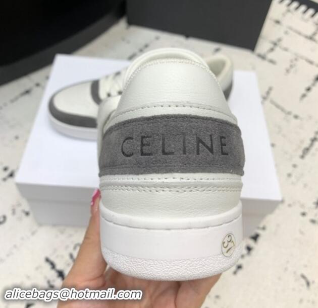 Good Looking Celine Trainer Low Lace-up Sneakers in Calfskin and Suede Grey/White 1011125