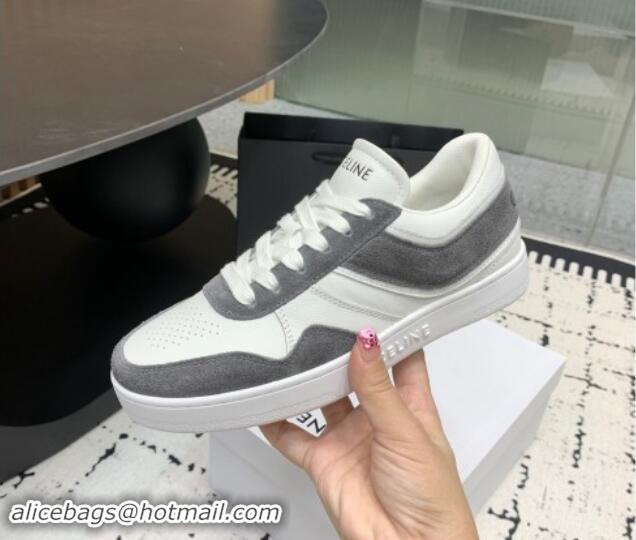 Good Looking Celine Trainer Low Lace-up Sneakers in Calfskin and Suede Grey/White 1011125