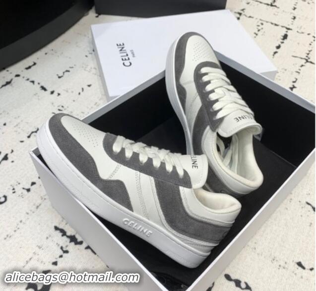 Good Looking Celine Trainer Low Lace-up Sneakers in Calfskin and Suede Grey/White 1011125