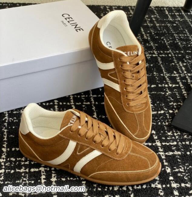 Popular Style Celine Jogger Low Lace-up Sneakers with Triomphe in Suede Brown 1012001