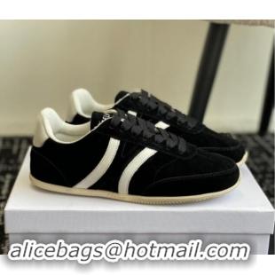 Shop Duplicate Celine Jogger Low Lace-up Sneakers with Triomphe in Suede Black 012003