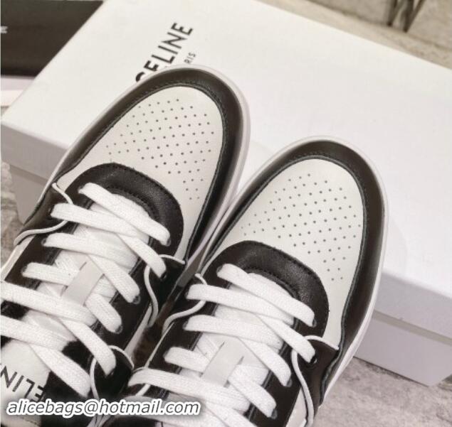 Hot Style Celine CT-02 Low Lace-up Sneakers in Calfskin and Wool White/Black 1012007