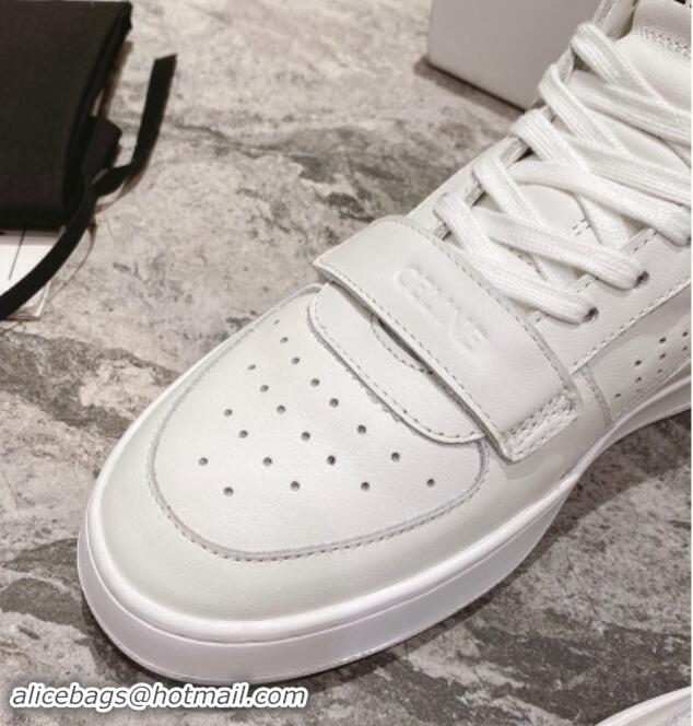 Trendy Design Celine CT-02 Mid Sneakers with Velcro in Calfskin and Wool White Leather 012008