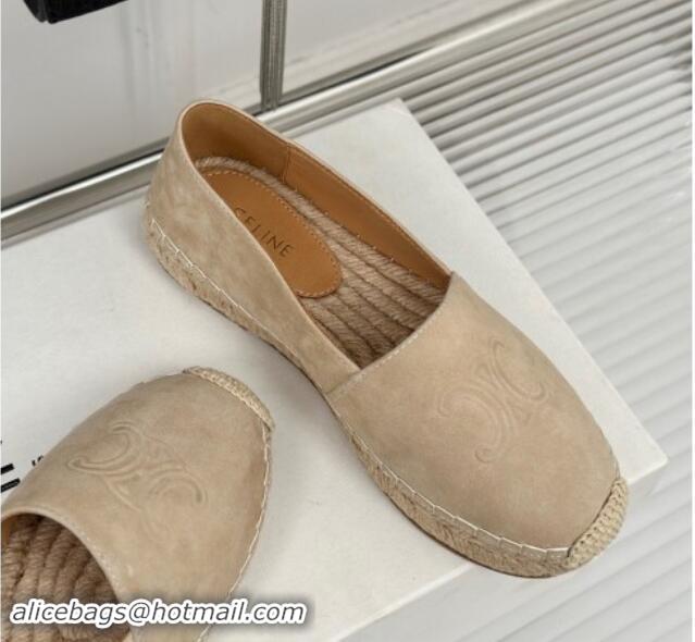 Pretty Style Celine Espadrilles Flats in Suede Beige 1012016