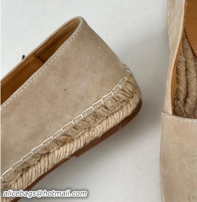 Pretty Style Celine Espadrilles Flats in Suede Beige 1012016