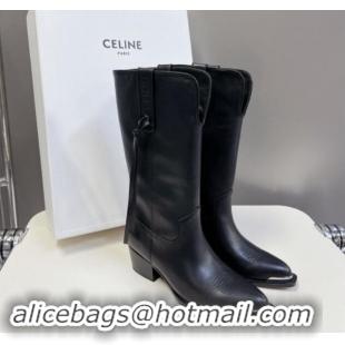 Most Popular Celine Calfskin Medium Boots 4.5cm with Tassel Black 012024