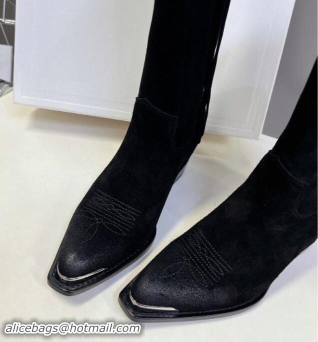 Sophisticated Celine Suede Medium Boots 4.5cm with Tassel Black 012025