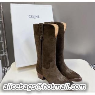 Low Cost Celine Suede Medium Boots 4.5cm with Tassel Grey 1012027