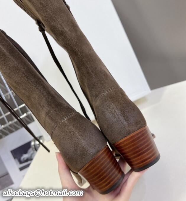 Low Cost Celine Suede Medium Boots 4.5cm with Tassel Grey 1012027