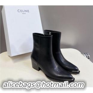 Hot Style Celine Calfskin Ankle Boots 4.5cm with Metal-Tone Charm Black 1012029