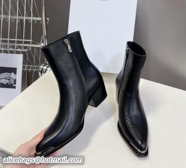 Hot Style Celine Calfskin Ankle Boots 4.5cm with Metal-Tone Charm Black 1012029