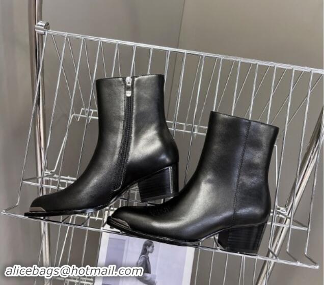 Hot Style Celine Calfskin Ankle Boots 4.5cm with Metal-Tone Charm Black 1012029