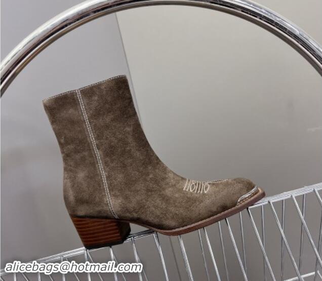 Duplicate Celine Suede Ankle Boots 4.5cm with Metal-Tone Charm Grey 1012031