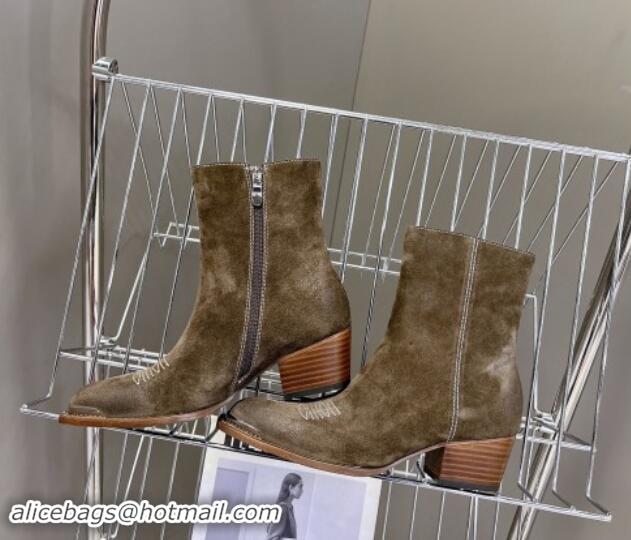 Duplicate Celine Suede Ankle Boots 4.5cm with Metal-Tone Charm Grey 1012031