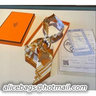 Famous Brand Hermes Silk Bandeau Scarf 5x86cm 0304 Brown 2024