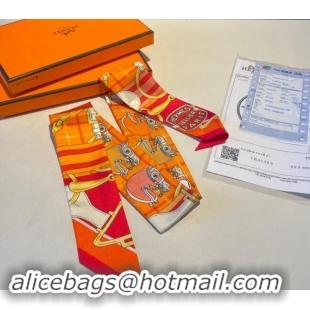 Top Quality Hermes Silk Bandeau Scarf 5x86cm 0305 Orange 2024