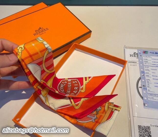 Top Quality Hermes Silk Bandeau Scarf 5x86cm 0305 Orange 2024