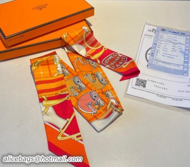 Top Quality Hermes Silk Bandeau Scarf 5x86cm 0305 Orange 2024