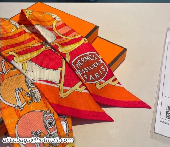 Top Quality Hermes Silk Bandeau Scarf 5x86cm 0305 Orange 2024