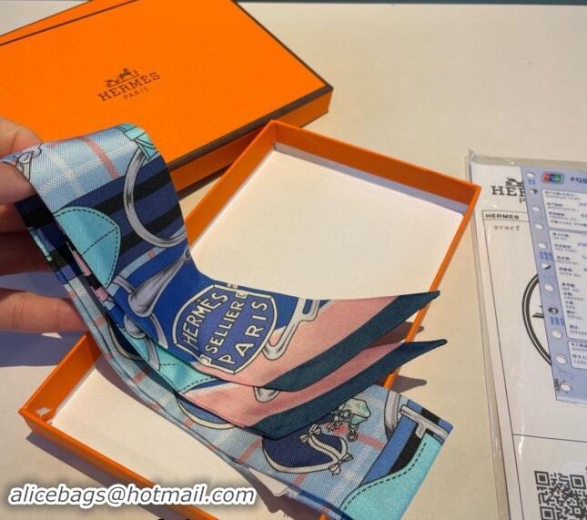 Traditional Specials Hermes Silk Bandeau Scarf 5x86cm 0305 Blue 2024