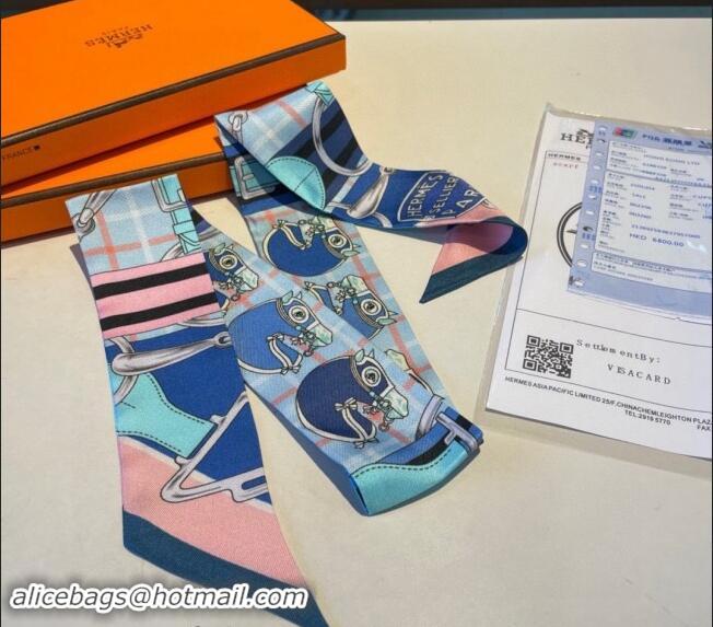 Traditional Specials Hermes Silk Bandeau Scarf 5x86cm 0305 Blue 2024