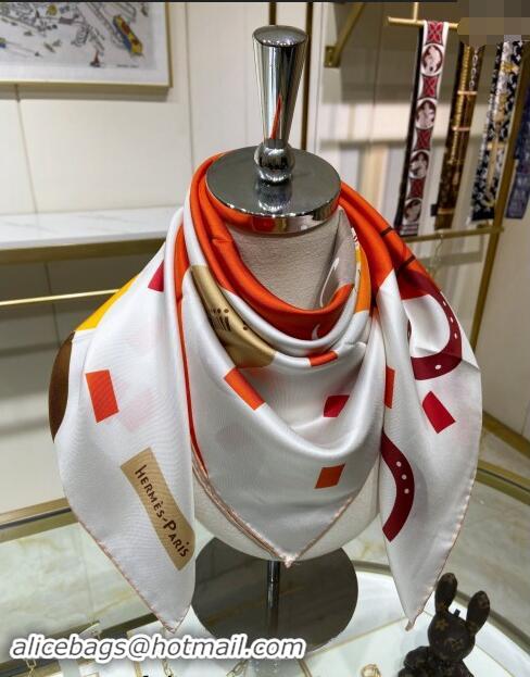 Discount Hermes Just Married Silk Sqaure Scarf 90x90cm 0130 White 2024