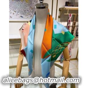 New Style Hermes Just Married Silk Sqaure Scarf 90x90cm 0130 Light Blue 2024