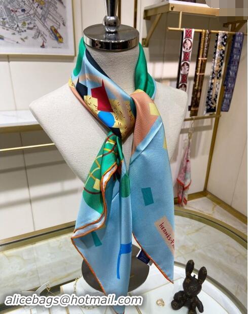 New Style Hermes Just Married Silk Sqaure Scarf 90x90cm 0130 Light Blue 2024