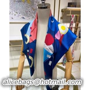 Traditional Specials Hermes Just Married Silk Sqaure Scarf 90x90cm 0130 Navy Blue 2024