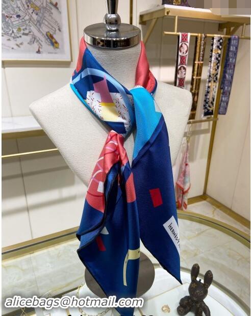 Traditional Specials Hermes Just Married Silk Sqaure Scarf 90x90cm 0130 Navy Blue 2024