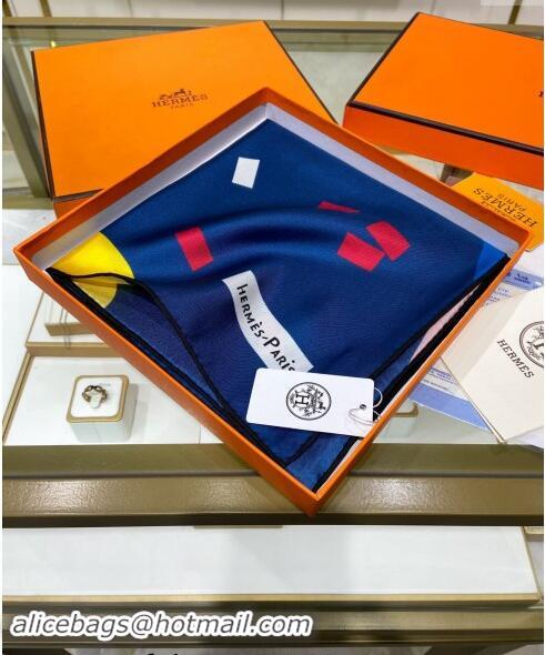 Traditional Specials Hermes Just Married Silk Sqaure Scarf 90x90cm 0130 Navy Blue 2024