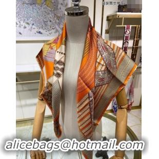 Cheapest Hermes Dressage Tressage Silk Sqaure Scarf 90x90cm 0130 Orange 2024